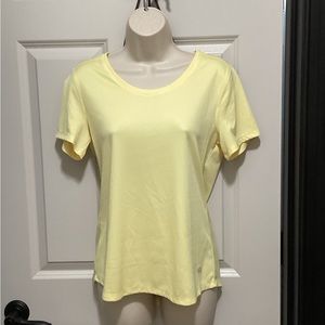 Reel Legends Ladies Butter Yellow Scoop Neck Short Sleeve Top